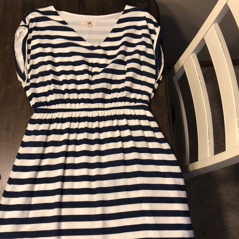 Navy blue & white stripped dress